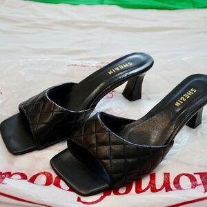 Womens Square Toe Thin High Heel Black Casual Versatile